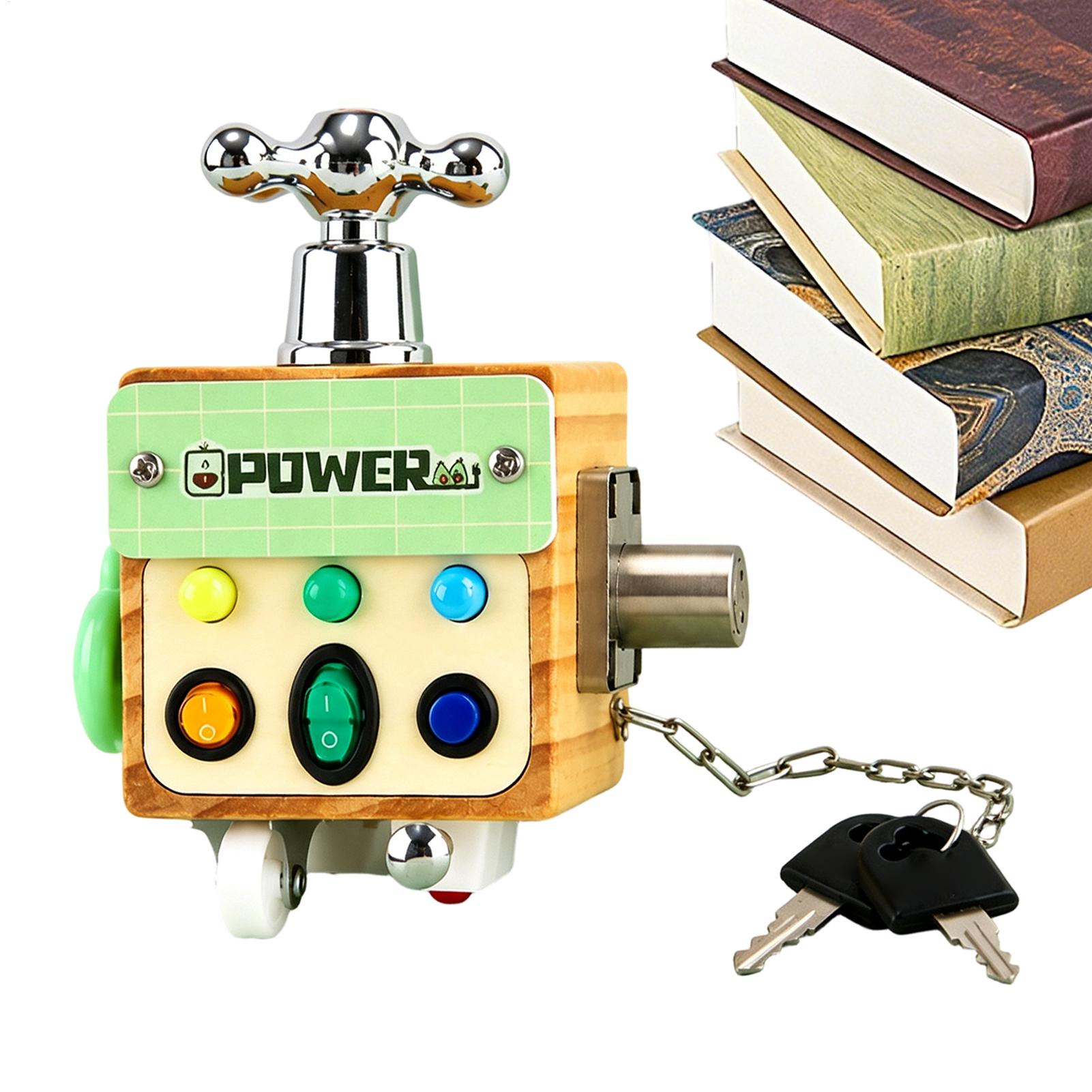 Kids Education Design - Kubus Aktivitas Kayu dengan Lampu LED,